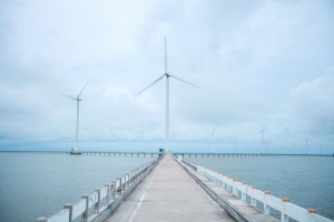 Visitors enjoy the breeze at Vietnam’s first and biggest wind farm